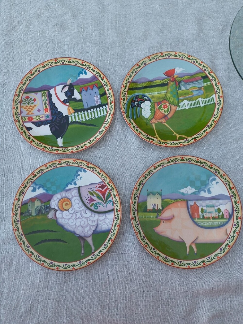 Set of 4 Jim Shore Certified International Barnyard Salad Plates